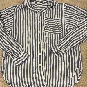 Beachlunchlounge Navy and White Striped Shirt